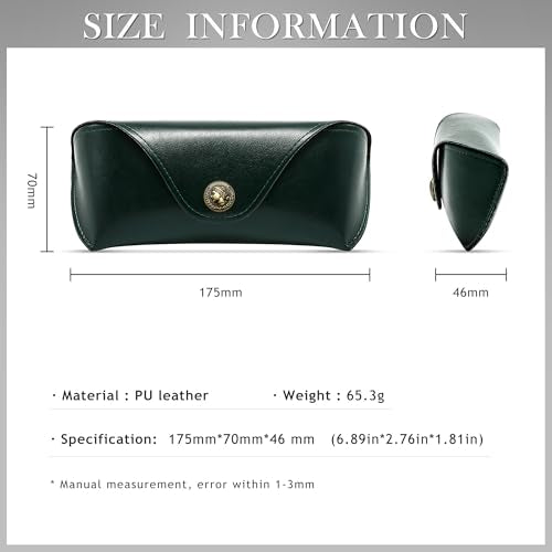 SUNGAIT Vegan Leather Glasses Case Portable Sunglasses Holder Hard Shell Slim Design Travel-Ready - color: Dark Green