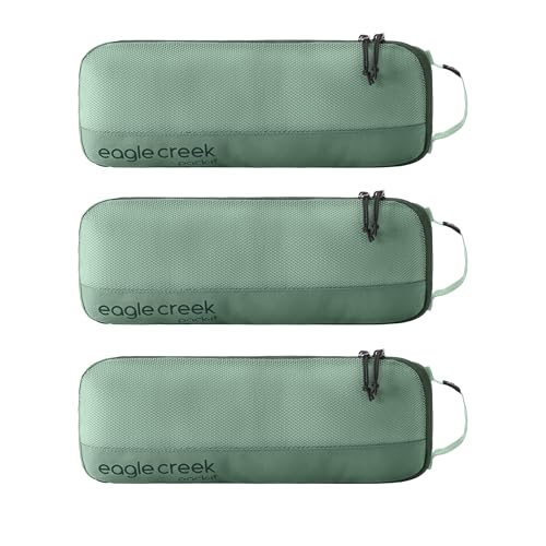 Eagle Creek Pack-It Reveal Slim Cube M/M/M Set - Minimalist Compact Travel Organizer for Hair Styling Tools, Belts & Small Items - Travel Accessories - Willow Green - color: Willow Green