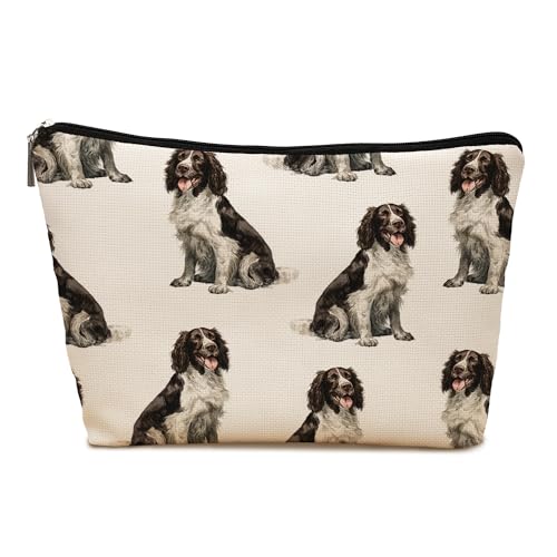 English Springer Dog Makeup Bag, English Springer Lovers Gifts Cosmetic Bag for Women, Dog Mom Lovers Owner Gifts for Women Christmas, Pet Lover Gift Zipper Travel Makeup Pouch for Purse - color: english springer