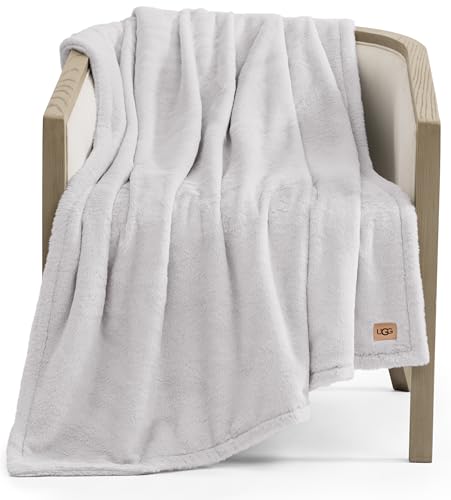 UGG Faux Fur Throw Blanket - Soft Luxury Throw for Couch, Cozy Bedroom Decor & Living Room Decor, Housewarming Gifts for Women, Grey Stone, 50" x 70" (Marcella) - color: Light Gray
