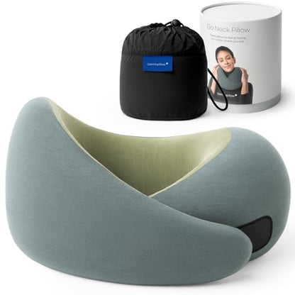Ostrichpillow Go Neck Pillow, Travel Pillows for Airplanes, Premium Memory Foam Travel Pillow, 360º Ergonomic Design, Asymmetrical Sides, Travel Bag Included, Washable Modal Cover - color: Forest Snooze