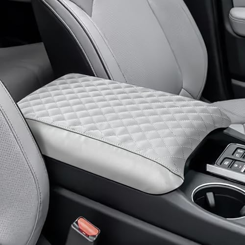JOYTUTUS Center Console Cover Compatible with 2023-2025 2026 Pilot & 2024 Passport Ridgeline, Car Armrest Cover Console Pad Cushion, Gray Leather Center Console Armrest Cover lid Middle Console Cover - color: Gray