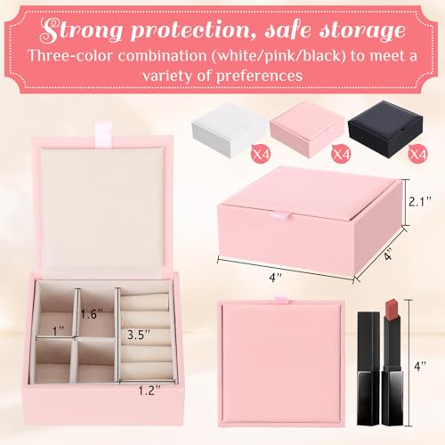 Nosiny 12 Pack Small Jewelry Gifts Box Bridesmaid Gifts Bulk Travel Jewelry Storage Case Portable Flip Cover PU Leather Mini Gift Boxes for Rings Earrings Necklace for Women Girl Wedding Birthday