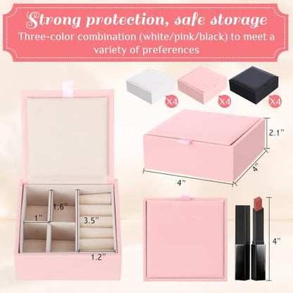 Nosiny 12 Pack Small Jewelry Gifts Box Bridesmaid Gifts Bulk Travel Jewelry Storage Case Portable Flip Cover PU Leather Mini Gift Boxes for Rings Earrings Necklace for Women Girl Wedding Birthday