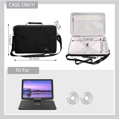 Tourmate Hard Storage Case for BOIFUN/YOTON/POFOTO/PJGCWB/WONNIE 17.5" Portable DVD Player，14'' 15.5" 15.7" 16.9" With Fixed Spring Rope EVA Box (Only Case)(Only BOX) - color: Black