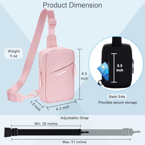 Small Sling Bag for Women Men Chest Bag Water Resistance Mini Crossbody Bag Adjustable Strap Lightweight Shoulder Bag - color: 08-rose Gold