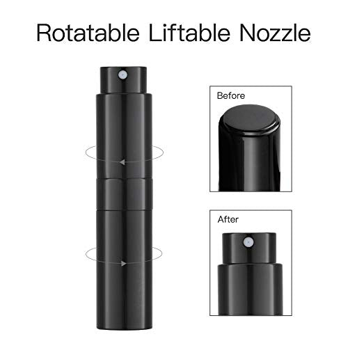 LISAPACK 8ML Atomizer Perfume Spray Bottle for Travel, Empty Refillable Cologne Dispenser, Portable Sprayer for Men and Women (Gloss Black) - color: Gloss Black