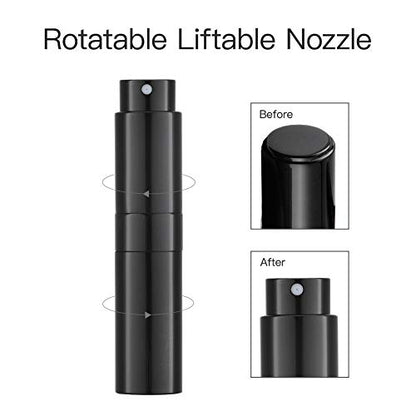 LISAPACK 8ML Atomizer Perfume Spray Bottle for Travel, Empty Refillable Cologne Dispenser, Portable Sprayer for Men and Women (Gloss Black) - color: Gloss Black
