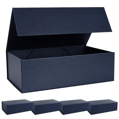 LFBOX Navy Blue Gift Box with Magnetic Lids 13.8x8.3x4.4 in, Bridesmaid Groomsman Proposal Box, Large Rectangle Storage Box 5 Pack - color: Navy Blue, size: 1 count (Pack of 5)