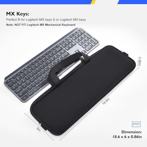 Keyboard Sleeve Case for Logitech MX Keys S/MX Keys Advanced Wireless Keyboard, for Logitech Travel Shockproof Protective Neoprene Bag, Black (Not for MX Keys Mechanical Models) - size: Logitech MX Keys