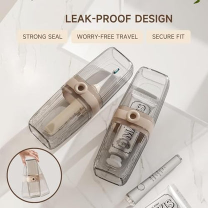 Topavatop Toothbrush Travel Case, 2 in 1 Toothbrush Holder and Rinse Cup, Large Capacity Toothbrush Cup with Cover, Portable Travel Toothbrush Holder for Traveling, Camping, Trip - 1Pcs - Beige&Clear - color: Clear