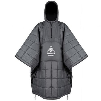 ONETIGRIS Camping Blanket Poncho with with Recycled Synthetic Insulation,Wearable Hoodie Blanket | Ultralight Water-Resistant Warm Camping Blanket for Outdoor, Hiking, Stadium - color: 1pc-grey