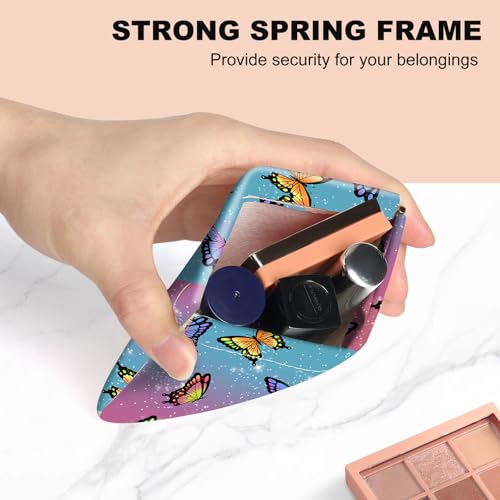 2Pcs PU Leather Small Squeeze Coin Purse Pouch Mini coin Bag Unique And Cute Wallet Cosmetic Bags Change Bag For Women Girls Men （Butterfly L - color: Butterfly L