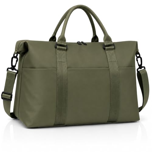 Weekender Duffel Bags for Women， Travel Totes Bag for Airplane Essentials, Overnight Bags for Women with Trolley Sleeve, Large Carry On Hospital Bag for Labor and Delivery, Sport, Gym - color: Field Green