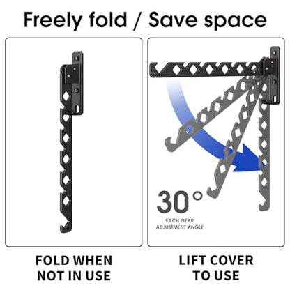 Wall Mounted Clothes Drying Rack, Wall Clothes Hanger Foldable, Laundry Hanger Hook for Bathroom, Wall Clothes Rack Indoor, Perfect for Small Spaces, Matte Black - color: Black