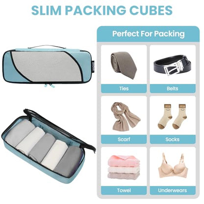 BAGAIL 6 Set Packing Cubes,Travel Luggage Packing Organizers - color: The Dusty Blue, style: 6 Set