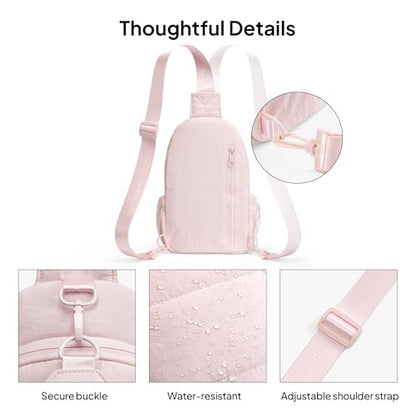 TOPEAST Sling Bag for Women, Anti-Theft Crossbody Bag with RFID Blocking & Water Bottle Holder for Travel, Water-resistant - color: Pink