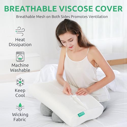 UTTU Cervical Pillow for Neck Pain Relief, Memory Foam Neck Pillow for Sleeping, Adjustable Orthopedic Sandwich Pillow, Contour Cooling for Side Back Stomach Sleeper, Queen(23.6"×13.8"×5.2"/4.5") - size: Queen Size