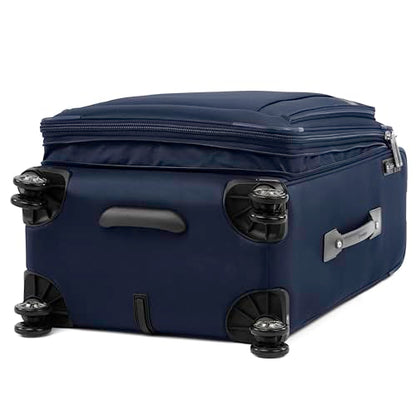 Travelpro Platinum Elite Softside Expandable Checked Luggage, 8 Wheel Spinner Suitcase, TSA Lock, Men and Women, Dark Blue, Checked Medium 25-Inch - color: Dark Blue, size: Checked-Medium 25-Inch