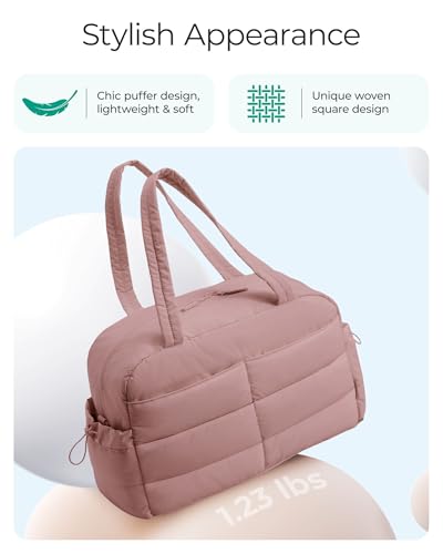 BAGSMART Gym Bag for Women with Toiletry Pouch, Lightweight Weekender Bags for Women with Wet Pocket, 31L Travel Duffle Carry On Bag, Weekender Overnight Bag for Travel,Water Resistant,Dark Pink - color: Dull Pink