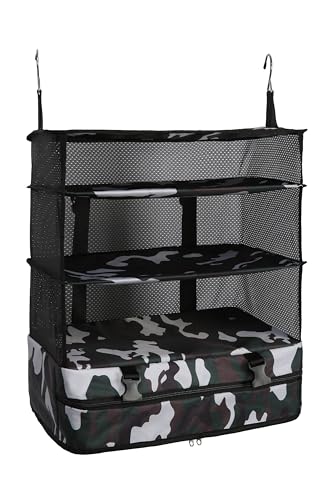 ELEZAY Hanging Packing Cubes Portable Travel Closet Collapsible Compression Clothes Organizer with Built in Shelves for Carry-on Luggage Suitcase Wardrobe X-Large_17.1 * 11.8 * 24.4 IN, Camouflage - color: Camouflage, size: X-Large