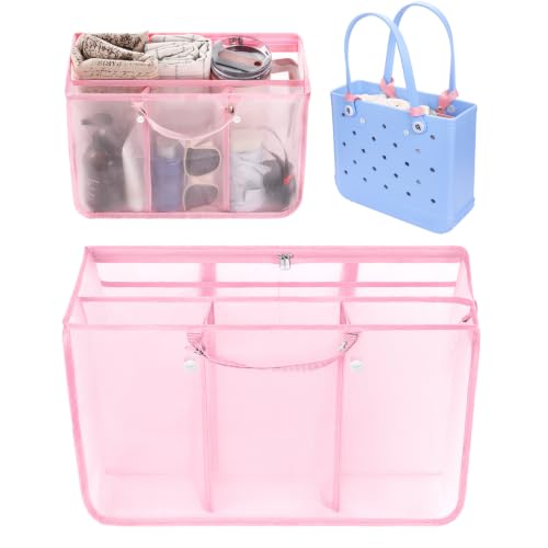 OUTXE Beach Bag Organizer Compatible with Baby Bogg Bag Accessories Inserts, Lightweight Mesh Insert Divider Pouch for Small Bogg Bags, Beach Tote Bags Insert for Organizing - color: #7-Light Pink, size: Medium