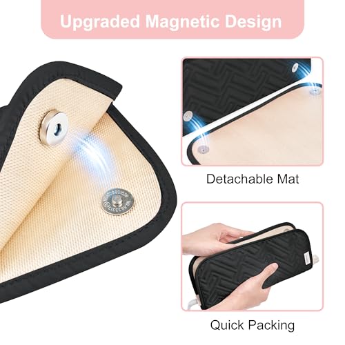 Leudes Hair Tools Travel Bag for Women Heat Resistant Mat for Travel Essentials Hot Tools Straighteners,Flat Irons,Curling Iron,Hot Air Brushes and Hair Dryer Organizer Bags 2 in 1 (BlackA) - color: BlackA