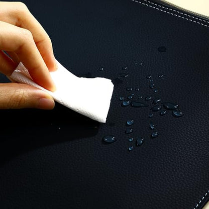PU Leather A4 File Folder Zipper Document Holder Envelope Folder Case for Receipt Contract (Blue) - color: Blue