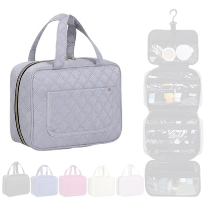 Hanging Toiletry Bag for Women Cosmetic Toiletries Travel Bag, Grey - color: Grey