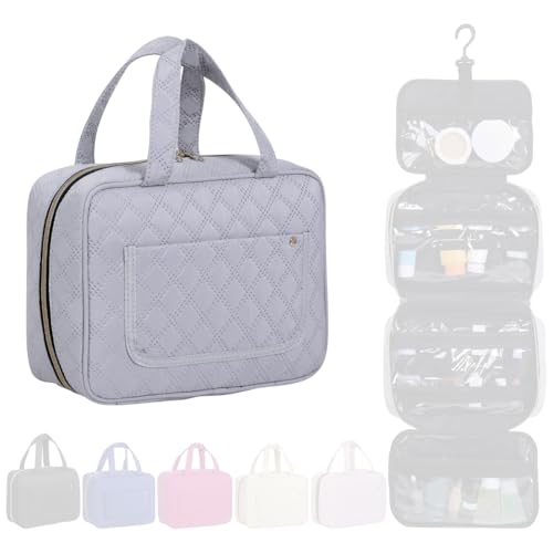 Hanging Toiletry Bag for Women Cosmetic Toiletries Travel Bag, Grey - color: Grey