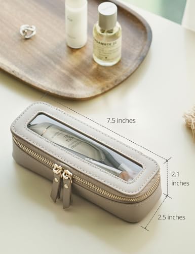 Popvibe Clear Makeup Bag Travel Cosmetic Case Transparent Toiletry Bag with Zipper, Portable Make Up Organizer Traveling Compact Car Bag for Essentials - color: Stone, style: Slim Sleek