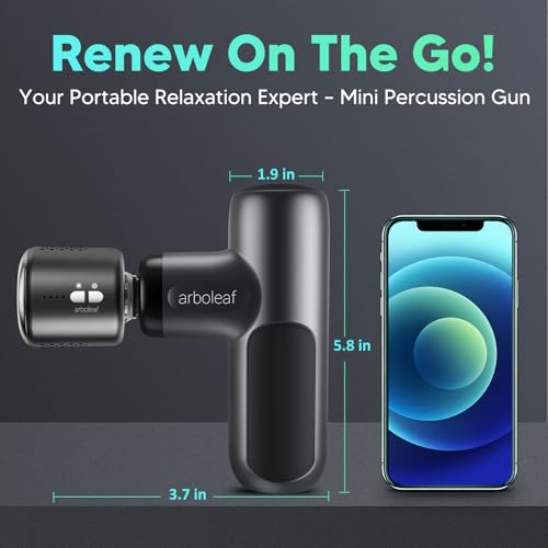 arboleaf Mini Thermacool Massage Gun, Heat and Cool Muscle Massager for Back Pain Relief, Hot Cold Percussion Massage, Heated Travel Massager Handheld Quiet, Gifts for Him Her - color: Midnight Gray