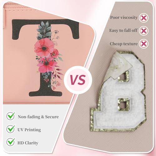 OCHEAL Initial Makeup Bag,Monogram Make up Bag Pink Travel Makeup Organizer Case Beauty Toiletry Cosmetic Bag with Brush Holder, Trendy Stuff Personalized Gifts for Women and Girls-T - color: Pink, style: T