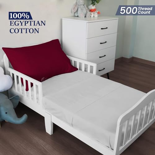Toddler Travel Pillowcase 13x18 Inch – 100% Egyptian Cotton 500 Thread Count – Small Burgundy Zipper Pillow Case for Kids Nap, Daycare & Airplane – Soft & Breathable – Set of 2 - color: Burgundy, size: Toddler 13x18