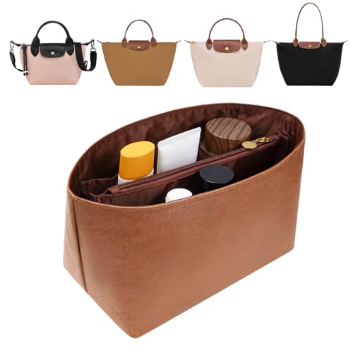 Purse Organizer Insert For Le Pliage, Ultra-light Waterproof DupontPaper le pliage Bag Organizer (Brown, Small) - color: Brown, size: Small