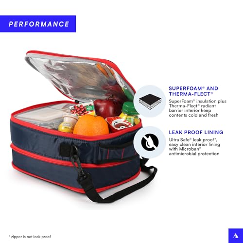 Arctic Zone Ultimate Expandable Insulated Lunch Box, Dual Compartment Insulated - Navy - color: Navy