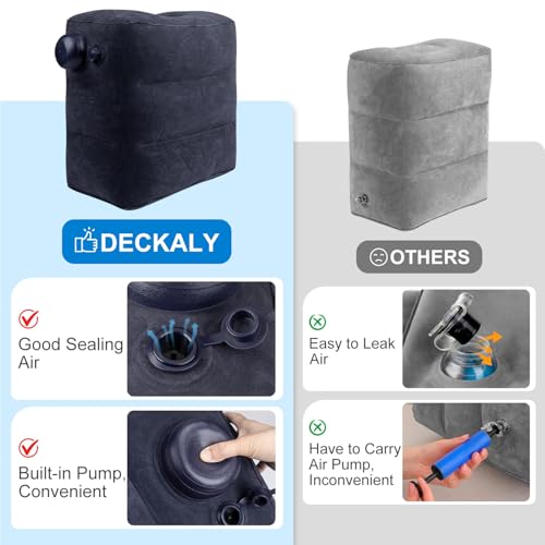 1 Pack Inflatable Travel Foot Pillow,Inflatable Leg Pillow Outdoor Stool, Adjustable 3 Layers Height Leg Rest Pillow for Airplane, Office, Home, Trains, Cars (1Pack Navy) - color: 1pack Navy