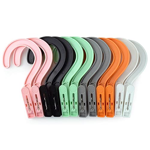 Laundry Hooks Boot Hangers Plastic Clothes Pins Hanger Clips for Bathroom Travel Portable (Multi-Color 12PCS) - color: Multicolor 12pcs