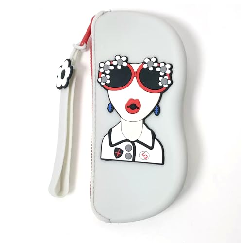 Longjet Soft Silicone Eyeglasses Pouch Case for Glasses and Sunglasses with Zipper Closure and Wristlet Strap - color: Grey