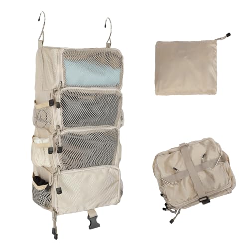 TABITORA Travel Luggage Organizer insert Hanging Packing Cubes for Suitcase Carry on Closet Hanging Shelves Folding (Beige, Small) - color: Beige, size: Small