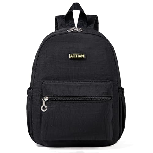 AOTIAN Mini Lightweight 11.8 Inch Backpack Durable Travel Hiking Women and Girls Small Daypack, 7 Liters Black - color: Black