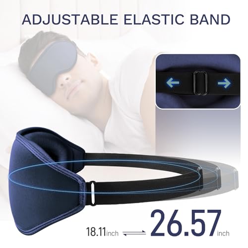 99% Fully Block Out Light Eye Sleep Mask, 3D Deep Contoured Eyes Cover Zero Pressure, Long Lash Extension Eyes Mask with Adjustable Straps for Sleeping Travel Home Nap Rest Women Men (Dark Blue) - color: Dark Blue
