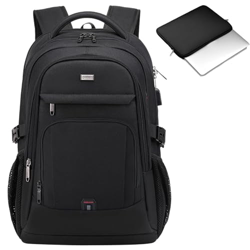 DUSLANG 17 Inch Laptop Backpack for Travel Water Resistant College Backpack for Men Women Laptop Bag with USB Charging Port Clear Cosmetic Bag,Black - color: Black-n, size: 17 Inch