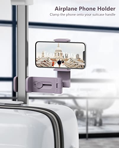 MiiKARE Travel Essentials Airplane Phone Holder, Universal Handsfree Phone Mount for Flying with 360 Degree Rotation, Travel Must Haves Phone Stand for Desk, Tray Table, Purple&Pink - color: Purple&Pink