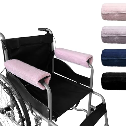 SPRING SEAON Wheelchair Armrest Covers 2 Pack Soft Memory Foam Wheelchair armrest Pads Wicking Washable for Office Transport Chair (Pink) - color: Pink