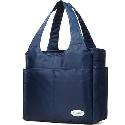 Extra Large Insulated Lunch Tote Bag for Women Men, Leakproof Cooler Lunch Box Shoulder Purse with Side Pockets for Work - Blue - color: Blue