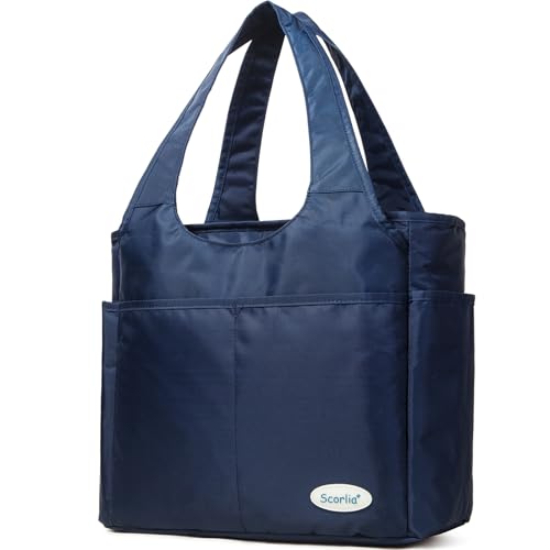 Extra Large Insulated Lunch Tote Bag for Women Men, Leakproof Cooler Lunch Box Shoulder Purse with Side Pockets for Work - Blue - color: Blue