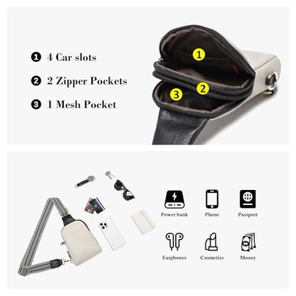 Haytijoe Small Anti Theft Crossbody Bag for Women Faux Leather Lightweight Sling Bags RFID Blocking Fanny Pack for Travel - color: Apricot Black