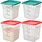 Lallisa 4 Pcs 8qt & 4qt Clear Food Storage Containers with Lids Handles and Scales, Stackable Plastic Square Food Storage Containers for Dough Proofing Baking Kitchen Restaurant(Red, Green) - color: Red, Green