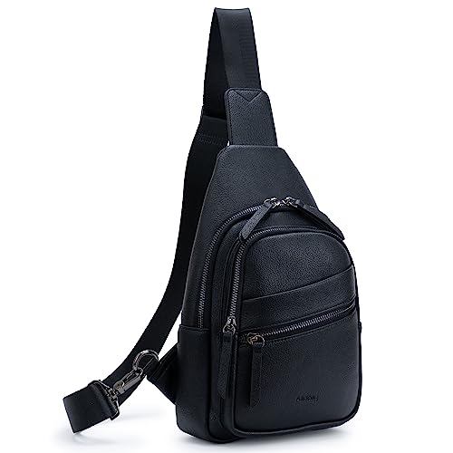 Alldaily Large Sling Bag for Women Crossbody Purse Leather Fashionable Trendy Chest Bag for Travel, Fanny Pack (Black) - color: Black